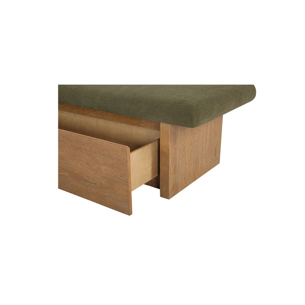 Gemma Storage Bench Dark Green with Wooden Base