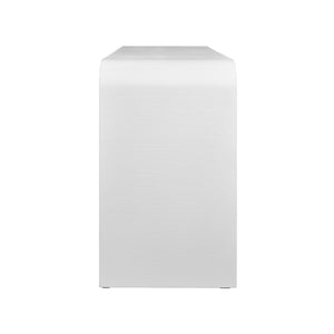 WATERFALL EDGE TWO TIER CONSOLE TABLE IN TEXTURED WHITE LINEN