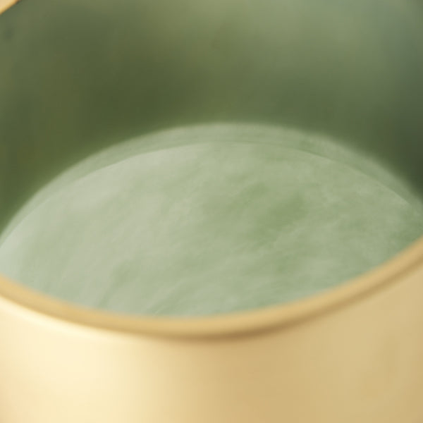 Minty Medium 8.7L x 8.7W x 12.4H Green Glass Vase W/Matte Gold Metal Neck Cuff