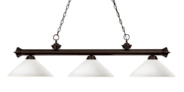 Riviera 3 Light Billiard Light in Bronze Finish