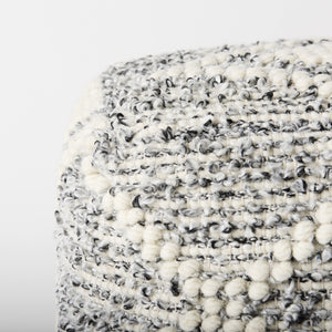 Ekiya  16.0L x 16.0W x 16.0H Black/White Yarn and Wool Patterened Pouf