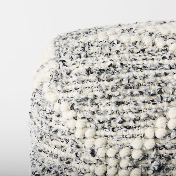 Ekiya  16.0L x 16.0W x 16.0H Black/White Yarn and Wool Patterened Pouf