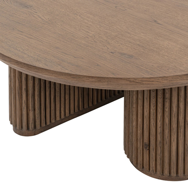 Vander Solid Wood Round Coffee Table with Oak Veneer