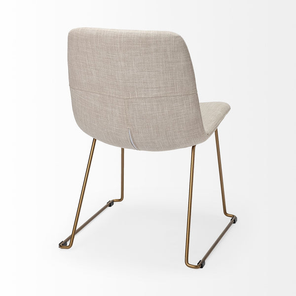 Sawyer I Beige Fabric Seat Gold Metal Frame Dining Chair