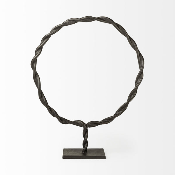 Rizwan (Large) Black Aluminum Braided Circular Object