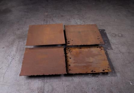 Galvanized Square Wall Tiles, Set of 4, Resin, Rus