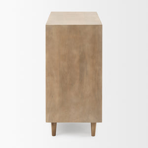 Tucker Light Brown Wood w/ Carved Arch Pattern 2 Door Accent Cabinet