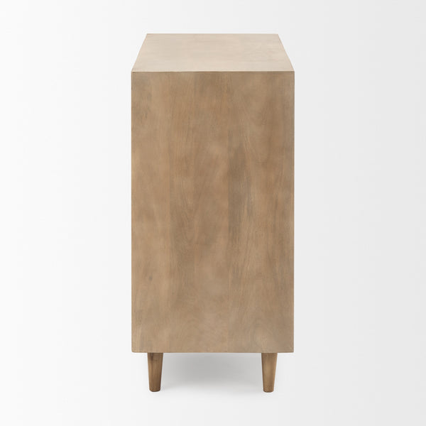 Tucker Light Brown Wood w/ Carved Arch Pattern 2 Door Accent Cabinet