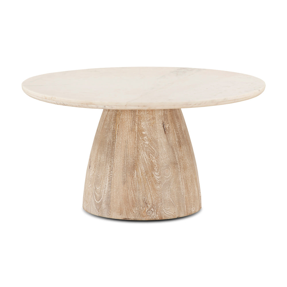 Palm Springs 36" Round Coffee White Marble, Mod Base