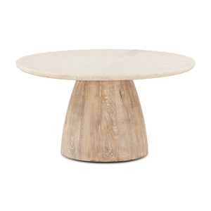 Palm Springs 36" Round Coffee White Marble, Mod Base
