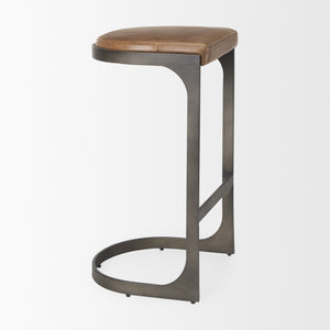 Tyson 17L x 18W x 31H Brown Leather W/ Metal Frame Bar Stool