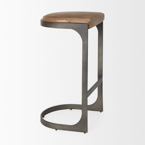 Tyson 17L x 18W x 31H Brown Leather W/ Metal Frame Bar Stool