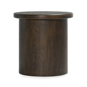Runa Solid Wood Round End Table - Coffee Brown