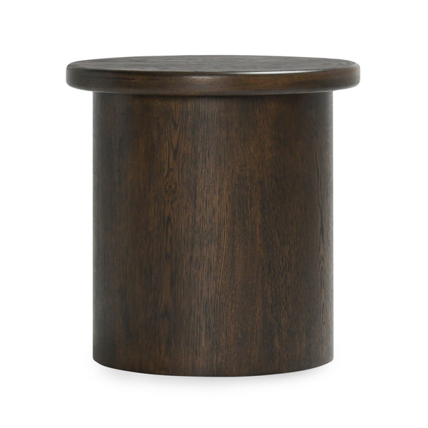 Runa Solid Wood Round End Table - Coffee Brown