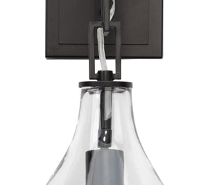 Tear Drop Hanging Wall Sconce, Clear Glass and Bronze