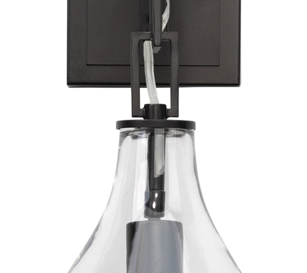Tear Drop Hanging Wall Sconce, Clear Glass and Bronze