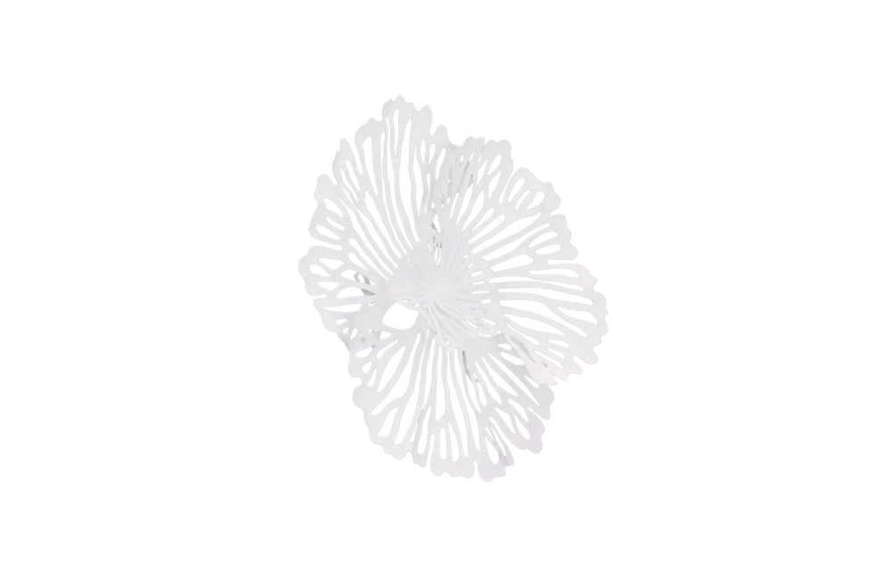 Flower Wall Art, Extra Small, White, Metal