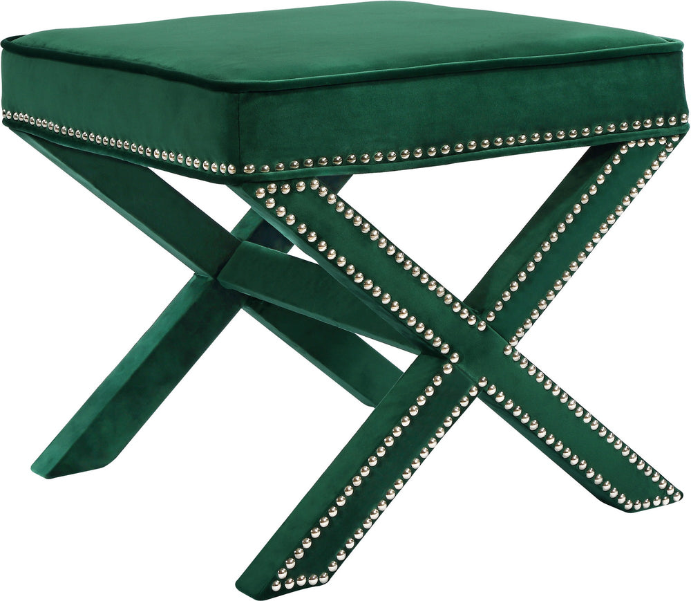Alan Ottoman/Bench In Green Velvet