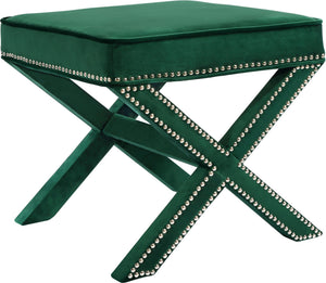 Alan Ottoman/Bench In Green Velvet