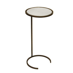 SMALL ROUND CIGAR TABLE BRONZE WITH ANTIQUE MIRROR TOP