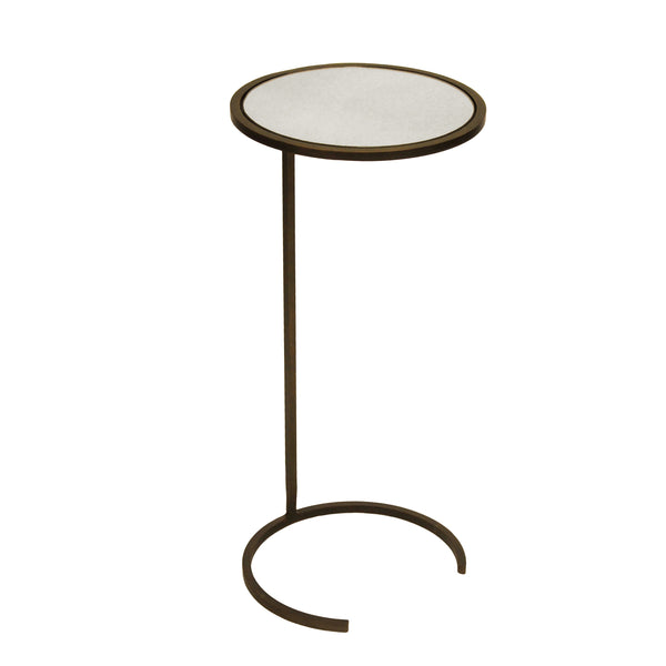 SMALL ROUND CIGAR TABLE BRONZE WITH ANTIQUE MIRROR TOP
