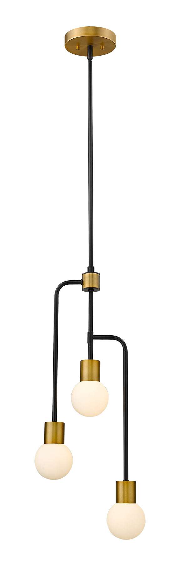 Neutra 3 Light Chandelier in Matte Black + Foundry Brass Finish