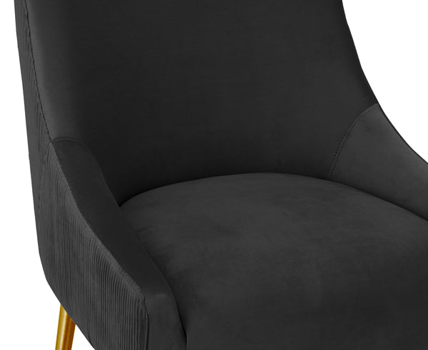 Beatrix Pleated Black Velvet Bar Stool