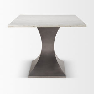 Maxton 79.0L x 39.0W x 30.0H Marble Top w/ Gunmetal Base Dining Table
