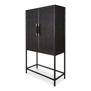 Mako Bar Cabinet with Brass Accents