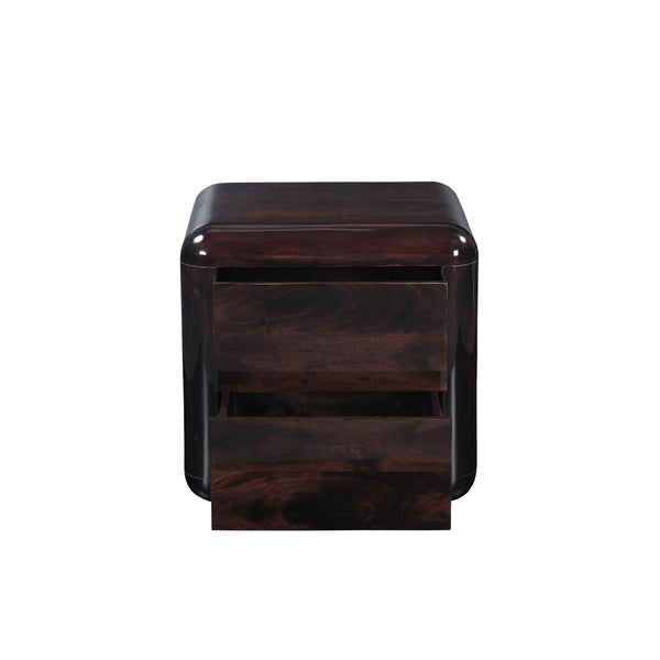 Rory Nightstand Dark Brown with Push-to-Open Drawers