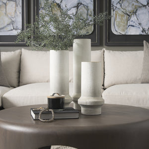 Tovah Medium Textured White w/ Gold Metal Vase