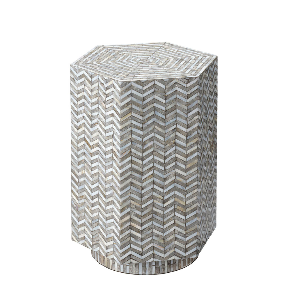 Brando Mother of Pearl Textured Hexagon Side Table