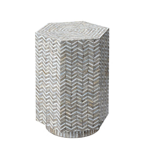 Brando Mother of Pearl Textured Hexagon Side Table