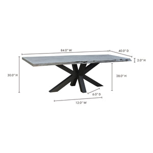 Edge Small Grey Dining Table with Iron Base