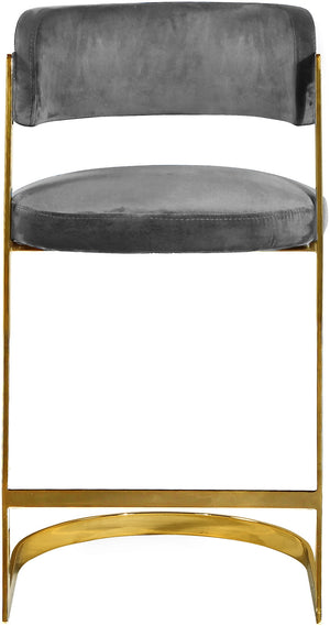 Evelyn Stool In Grey Velvet