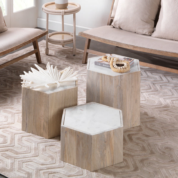 Argan Wood Hexagon Table, Large