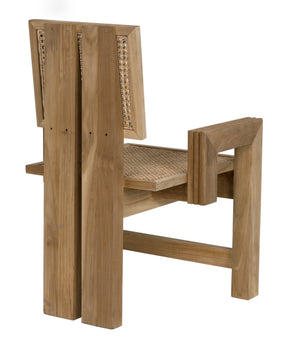 Fatima Teak and Caning Chair with Clear Coat Flat Finish
