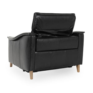 Cullman Leather Power Recliner with Ash Wood Accents