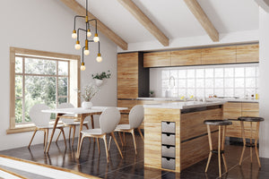 Neutra 7 Light Chandelier in Matte Black + Foundry Brass Finish