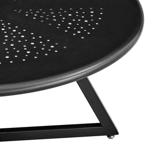 Markle KD Outdoor Metal Round Coffee Table, Metallic Gunmetal