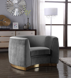 Crystal Chair In Grey Velvet and Gold