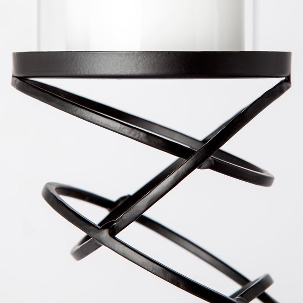 Omega II Medium Black Metal Stacked Ring Table Candle Holder