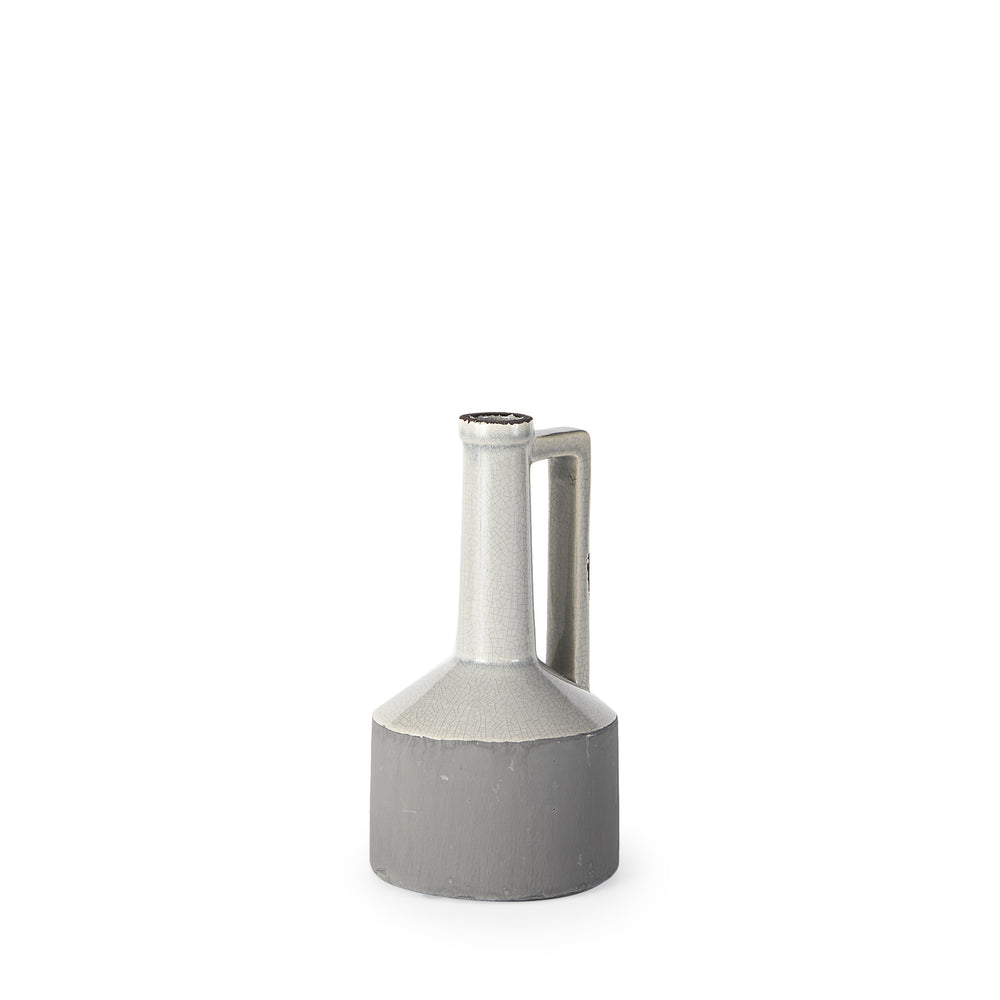 Burton 10.2H Small Two Tone Gray Ceramic Jug Vase