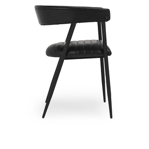 Preston Leather Dining Chair - Midnight Raven with Iron Base