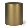 Eclipse Gold Metal Drum Base w/ Dark Brown Wood Top End/Side Table