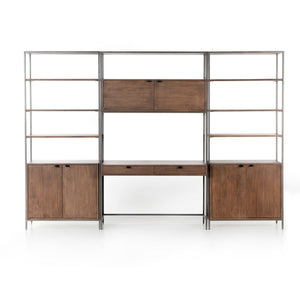 Trey Modular Wall Desk W/ 2 Bookcases - Auburn Poplar