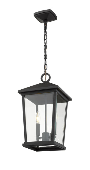 Beacon 2 Light Outdoor Chain Mount Ceiling Fixture in Black Finish