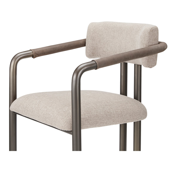Moe's Cassidy Dining Chair in Brown with Leather Arms