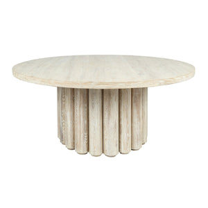 Tiber Solid Wood Round Dining Table - Cream Washed/Toasted Brown