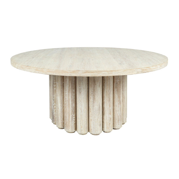 Tiber Solid Wood Round Dining Table - Cream Washed/Toasted Brown